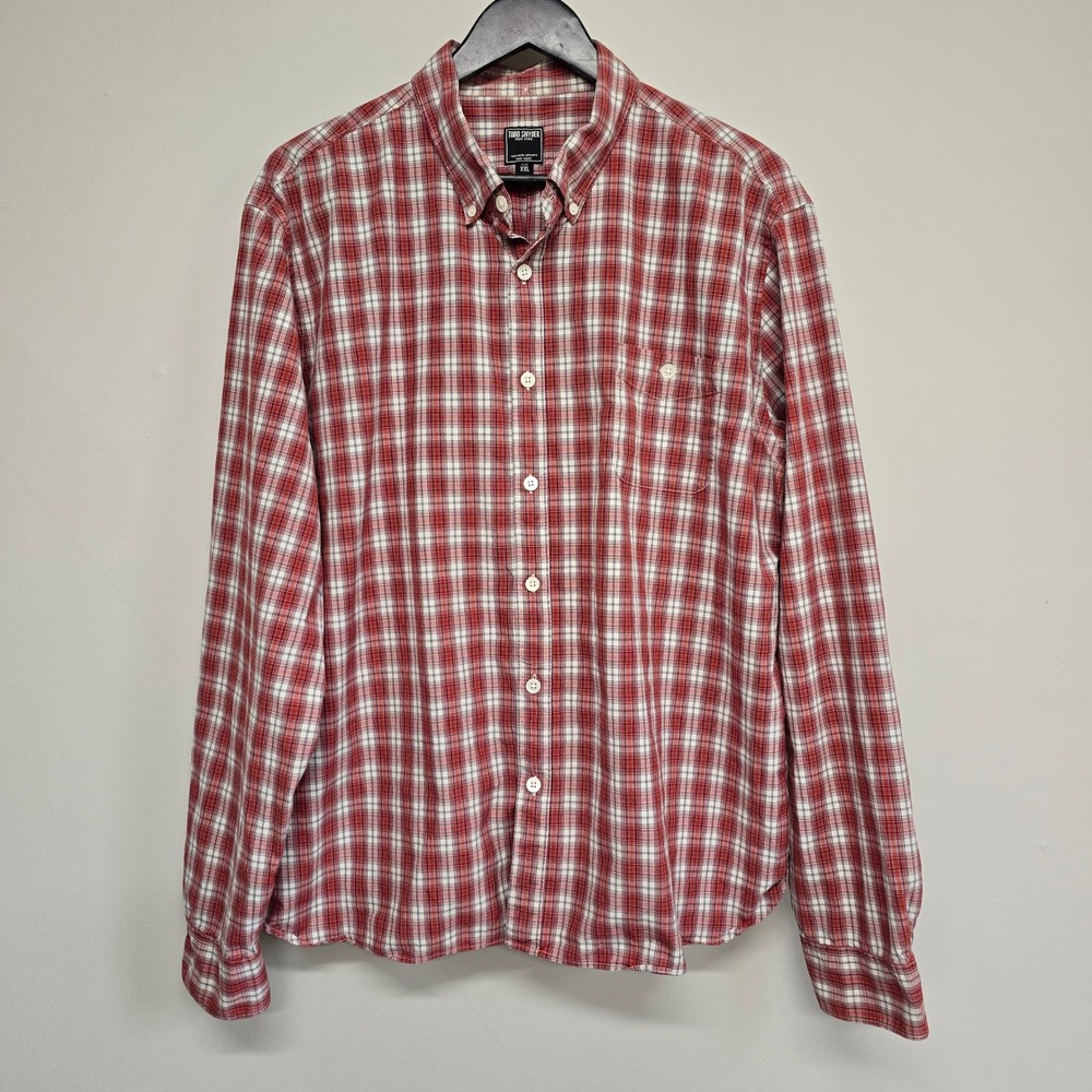 Todd Snyder Plaid Button Down Shirt Mens XXL‎ Red White Cotton Classic Preppy